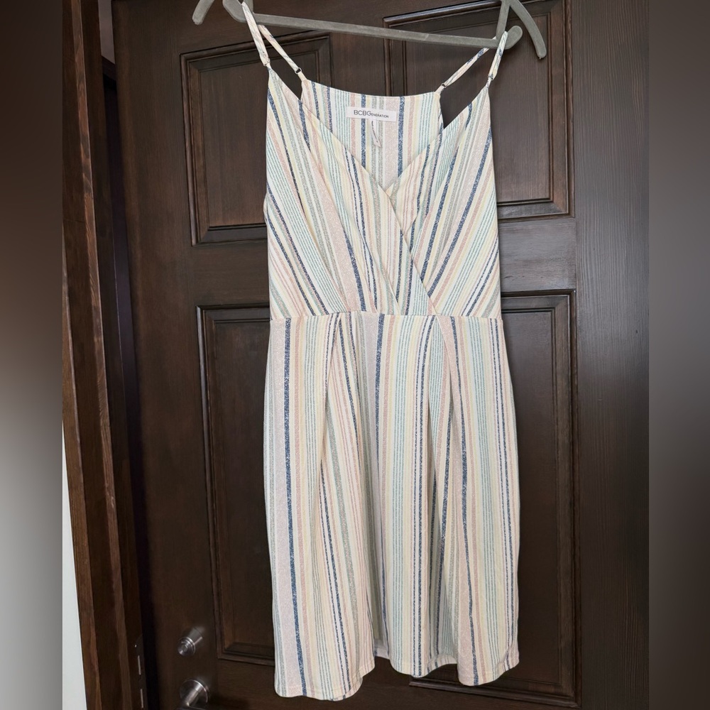 BCBGeneration striped surplice drape front dress, Size M